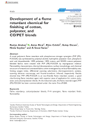 Pdf Development Of A Flame Retardant Chemical For Finishing