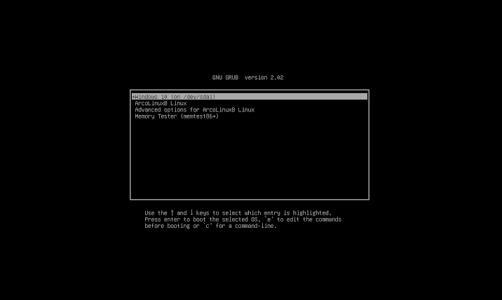 GRUB dual-boot operating system selection menu, do AI tạo