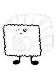 Kawaii Sushi Roll Coloring Page Coloring Pages Free Printable Coloring Free Printable Coloring Pages