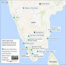 Tamil nadu political map india tamilnadu tourist south places kerala state mappery cities border villages maps atlas famous southeast madurai. South India Map Highlights