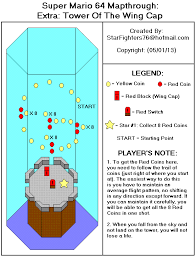 Head to the mushroom's castle lobby and enter the sun painting on the ground. Super Mario 64 Extra Tower Of The Wing Cap Map Map For Nintendo 64 By Starfighters76 Gamefaqs