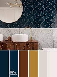 Colors within the blue palette can combine easily with each other and work very well with cool grays. Dark Blue Brown And Gold Bathroom Color