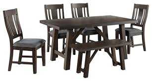 Includes 44 x 72 table (extends to 96 with two leaves), and four side chairs. Carter 6 Piece Set Dining Set Table Four Chairs Bench Transitional Dining Sets By Picket House Houzz