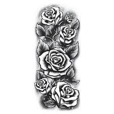 Flaming heart and dagger tattoo. Black And White Roses Sleeve Temporary Tattoo Pickazona