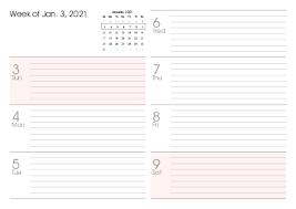 Days aligned horizontally (days of the week in the same row) for easy week overview; Printable 2021 Calendars Pdf Calendar 12 Com