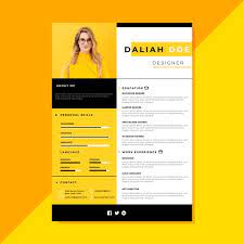 Find a cv sample that fits your career. Free Vector Yellow Curriculum Vitae Template