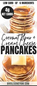Easy Coconut Flour Pancakes Recipe With Cream Cheese Low Carb Coconut Flour Pancakes Recipe Keto Pancakes Coconut Flour Coconut Flour Pancakes