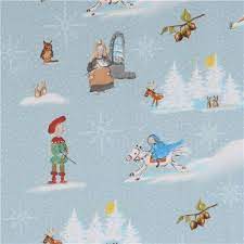Knit fabric christmas stocking with snowflakes red & white 22 long. Blue Christmas Organic Jersey Knit Fabric Fairy Tale By Lillestoff Modes4u