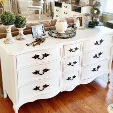 White Vintage Dresser With Black Handles Dresser Decor Bedroom Dresser Top Decor Dresser Decor