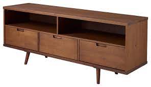 This is a décor enhancing tv stand to buy right away. In Stock 58 3 Drawer Mid Century Modern Tv Stand Midcentury Entertainment Centers And Tv Stands By Walker Edison Houzz