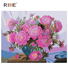 Easy diy paint by numbers kits for adults take the struggle out of struggling artist! Rihe Rose Diy Painting By Numbers Flower Oil Painting On Canvas Hand Painted Vase Cuadros Decoracion Acrylic Paint Home Decor Buy At The Price Of 6 16 In Aliexpress Com Imall Com