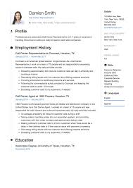 resume sample for call centre