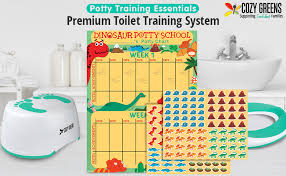 Potty Training Chart For Toddlers Dinosaur Theme Sticker Chart Celebratory Diploma Crown And Book 4 Week Potty Chart For Boys And Girls