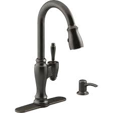 Imagine your kitchen and how your ideal faucet would look within it. Kohler Arsdale Single Handle Pull Down Sprayer Kitchen Faucet With Soap Lotion Dispenser In Oil Rubbed Bronze K R22970 Sd 2bz The Home Depot