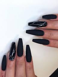 Black Acrylic Nails Coffin With Glitter Pin On Nails