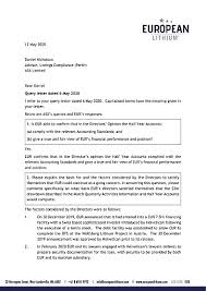 You want to know what a great query letter to literary agents should look like? Eans News European Lithium Limited Response To Asx Query Letter European Lithium Limited 12 05 2020
