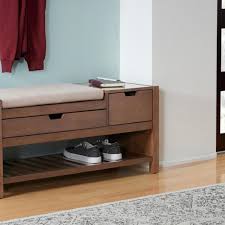Home Decorators Collection Home Decorators Collection Haze Finish Wood Entryway Bench With Cushion And Concealed Storage 41 5 In W X 19 In H Sk19326br1 H In 2020 Wood Entryway Bench White