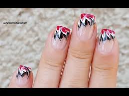 Black And White Flames Nails Polka Dot French Manicure With Rose Nail Art Design Youtube French Nail Designs Nail Art Videos Red And White Nails