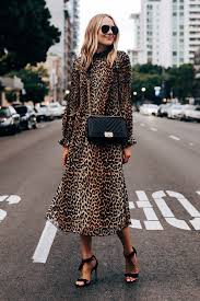 Fashion Jackson Wearing Ganni Leopard Midi Dress Alexandre Birman Clarita Black Heels Chanel Black Boy Bag Fashion Jackson Fashion Street Style Dress