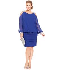 Plus Size Cold Shoulder Embellished Blouson Dress Fashion Chiffon Evening Dresses Blouson Dress