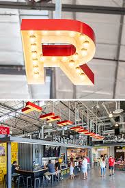 Modern Food Hall Experiential Design For The Hangar In Long Beach California Hall Interior Design Retail Space Design Signage Design