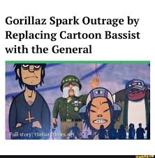 Gorillaz Spark Outrage By Replacing Cartoon Bassist With The General Ifunny Gorillaz Memes Cartoon
