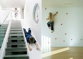 My Brother And I Used To Slide Down The Stairs On An Air Mattress For Hours Why My Mother Put Up With Thi Indoor Climbing Wall Indoor Slides Kids Room Design