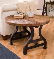 Birmingham Round End Table In Reclaimed Wood And Metal Plowhearth In 2020 Wood Patio Table End Tables Metal Accent Table