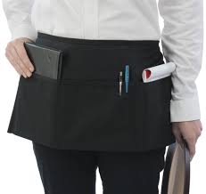 11 Long Waist Apron Short Square 3 Pockets Waist Ties Black Waist Apron Waitress Apron Black Apron