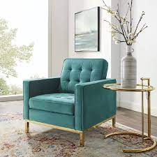 teal green velvet tufted mid century modern gold leg lounge chair living room chairs modern luxury lounge furniture retro modern living room