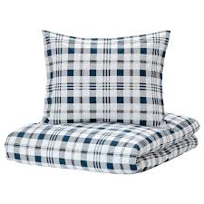 Ikea x off white markerad letto copripiumino federa set grigio. Spikvallmo Copripiumino E Federa Bianco Blu A Quadri 150x200 50x60 Cm Ikea Svizzera