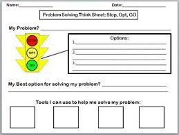 Problem Solving Think Sheet Stop Opt Go Teaching Social Skills Problem Solving Activities Zones Of Regulation