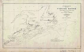 1918 Nautical Chart Map Of Atlantic Ocean Fishing Banks