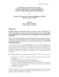 Subject to the provisions of part iii5 of this constitution, the following persons born on or after malaysia day are citizens by operation of law. Cmfp Draft Constitution For A Federal Republic Of