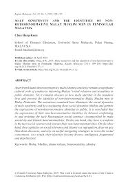 Pdf Malu Sensitivity And The Identities Of Non Heteronormative Malay Muslim Men In Peninsular Malaysia