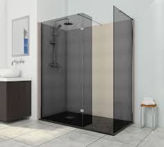 Deluxe8 700mm Smoked Black 8mm Glass Wet Room Shower Screen Walk In Panel Wet Room Shower Wet Room Shower Screens Bathroom Design Small Modern