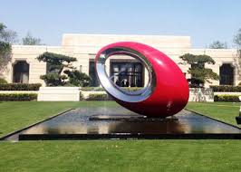 Suitable for both the interior home and outdoor spaces, sculptures anchor a space and are available in numerous textures and colors. Red Painted Metal Sculpture Oval Large Outdoor Sphere Modern Garden Art Sculptures
