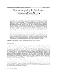 Pdf Gender Inequality In Academia Evidences From Nigeria