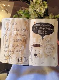 Pour Spill Drip Spit Fling Your Coffee Here Cold Coffee Lyrics Wreck This Journal Scrapbook Journal Coffee Staining