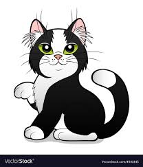 Black And White Cat Drawing Cartoon Cartoon Black And White Cat Vector Image On Vectorstock Cartoon Cat Drawing Simple Cat Drawing Cat Vector