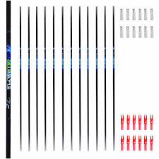 Letszhu Carbon Arrows 340 Spine Bare Shaft With Aluminum Inserts And Adjustable Nocks For Compound Recurve Bows 6 Pack