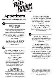 Red Robin Gourmet Burgers And Brews Menu