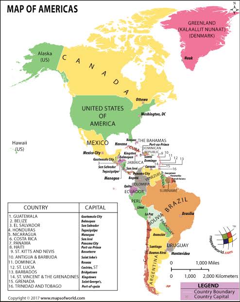 Americas Map - North and South America Geography