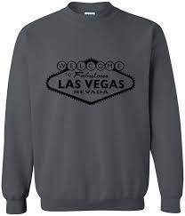 Amazon Com Las Vegas Sweatshirt Las Vegas Welcome To Las Vegas Nevada In Black Unisex Crewneck Sweatshirt Clothing Shoes Jewelry