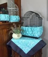 Bird Cage Seed Catcher Diy New Handmade Aqua Fabric Bird Cage Skirt Seed Catcher Guard Or Cover Xs Xxl Diy Bird Cage Bird Cage Stand Fabric Birds