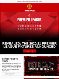 All fixtures premier league women's super league carabao cup fa cup championship league one league two women's fa cup bundesliga serie a la liga ligue 1 champions league europa league women's champions league scottish premiership scottish. Manchester United Shop De Man Utd News Revealed The 2020 21 Premier League Fixtures Announced Milled