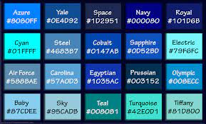 Blue Names With Hex Rgb Color Codes