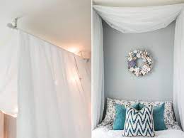 Premier window curtain double com bed canopy homemade canopy bed bath and tension rods. Guest Bedroom Diy Bed Canopy With Curtain Rods Stephaniemessick Com