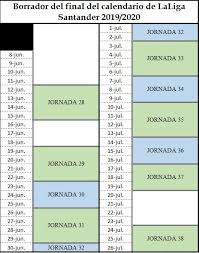 También tenemos disponible un calendario completo de la liga, con todos los partidos de la temporada y de cada jornada: Laliga Ya Tiene Borrador De Calendario Para El Final Expres Grada3 Com