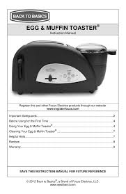 Egg Amp Muffin Toaster Instruction Manual Manualzz
